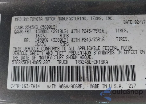 2017 Toyota Tacoma Sr from USA, damaged, VIN 5TFSX5EN1HX051287